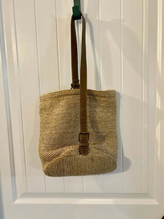 Lauren Alexandra Straw Woven Tote Bag, Summer Boho Resort Market Style - Picture 8 of 9